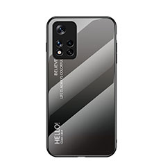 Carcasa Bumper Funda Silicona Espejo Gradiente Arco iris LS1 para Xiaomi Redmi Note 11 5G Gris Oscuro