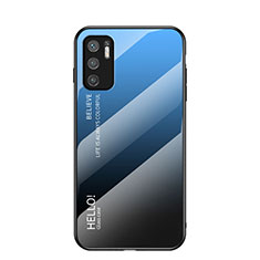 Carcasa Bumper Funda Silicona Espejo Gradiente Arco iris LS1 para Xiaomi Redmi Note 11 SE 5G Azul
