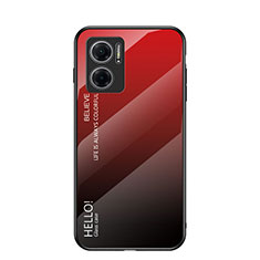 Carcasa Bumper Funda Silicona Espejo Gradiente Arco iris LS1 para Xiaomi Redmi Note 11E 5G Rojo