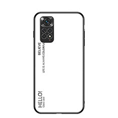 Carcasa Bumper Funda Silicona Espejo Gradiente Arco iris LS1 para Xiaomi Redmi Note 11S 4G Blanco