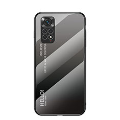 Carcasa Bumper Funda Silicona Espejo Gradiente Arco iris LS1 para Xiaomi Redmi Note 11S 4G Gris Oscuro