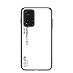 Carcasa Bumper Funda Silicona Espejo Gradiente Arco iris LS1 para Xiaomi Redmi Note 11T 5G Blanco