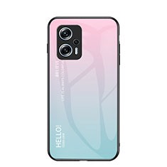 Carcasa Bumper Funda Silicona Espejo Gradiente Arco iris LS1 para Xiaomi Redmi Note 11T Pro 5G Cian