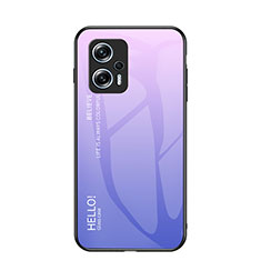 Carcasa Bumper Funda Silicona Espejo Gradiente Arco iris LS1 para Xiaomi Redmi Note 11T Pro+ Plus 5G Purpura Claro