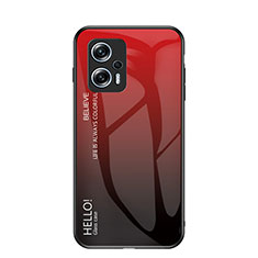 Carcasa Bumper Funda Silicona Espejo Gradiente Arco iris LS1 para Xiaomi Redmi Note 11T Pro+ Plus 5G Rojo