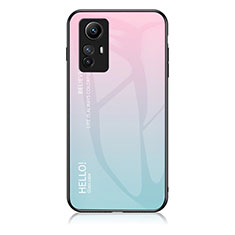 Carcasa Bumper Funda Silicona Espejo Gradiente Arco iris LS1 para Xiaomi Redmi Note 12S Cian