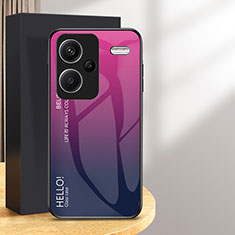 Carcasa Bumper Funda Silicona Espejo Gradiente Arco iris LS1 para Xiaomi Redmi Note 13 Pro+ Plus 5G Rosa Roja
