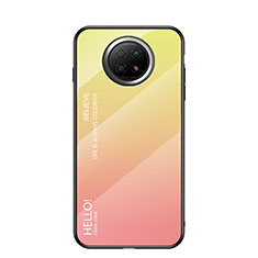 Carcasa Bumper Funda Silicona Espejo Gradiente Arco iris LS1 para Xiaomi Redmi Note 9 5G Amarillo