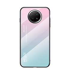 Carcasa Bumper Funda Silicona Espejo Gradiente Arco iris LS1 para Xiaomi Redmi Note 9 5G Cian