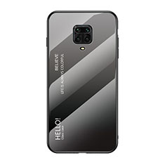 Carcasa Bumper Funda Silicona Espejo Gradiente Arco iris LS1 para Xiaomi Redmi Note 9 Pro Gris Oscuro