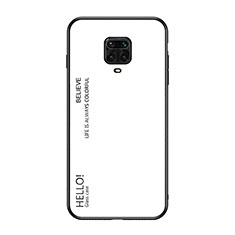 Carcasa Bumper Funda Silicona Espejo Gradiente Arco iris LS1 para Xiaomi Redmi Note 9 Pro Max Blanco