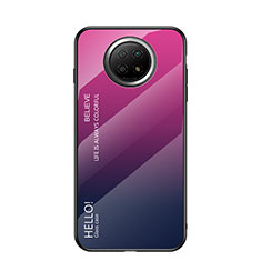 Carcasa Bumper Funda Silicona Espejo Gradiente Arco iris LS1 para Xiaomi Redmi Note 9T 5G Rosa Roja