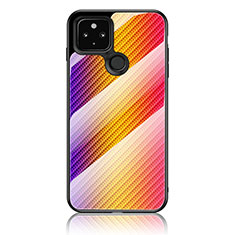 Carcasa Bumper Funda Silicona Espejo Gradiente Arco iris LS2 para Google Pixel 5 Naranja