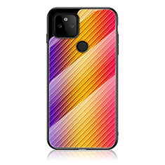 Carcasa Bumper Funda Silicona Espejo Gradiente Arco iris LS2 para Google Pixel 5a 5G Naranja