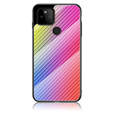 Carcasa Bumper Funda Silicona Espejo Gradiente Arco iris LS2 para Google Pixel 5a 5G Rosa