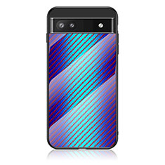 Carcasa Bumper Funda Silicona Espejo Gradiente Arco iris LS2 para Google Pixel 6a 5G Azul