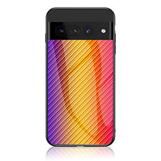 Carcasa Bumper Funda Silicona Espejo Gradiente Arco iris LS2 para Google Pixel 7 Pro 5G Naranja