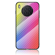 Carcasa Bumper Funda Silicona Espejo Gradiente Arco iris LS2 para Huawei Honor 50 Lite Rosa