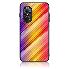 Carcasa Bumper Funda Silicona Espejo Gradiente Arco iris LS2 para Huawei Honor 50 SE 5G Naranja