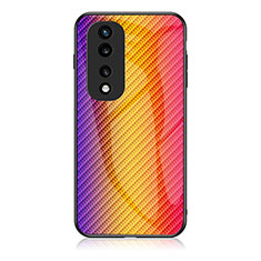 Carcasa Bumper Funda Silicona Espejo Gradiente Arco iris LS2 para Huawei Honor 70 5G Naranja