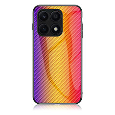 Carcasa Bumper Funda Silicona Espejo Gradiente Arco iris LS2 para Huawei Honor 70 Lite 5G Naranja