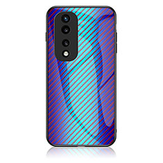 Carcasa Bumper Funda Silicona Espejo Gradiente Arco iris LS2 para Huawei Honor 70 Pro 5G Azul