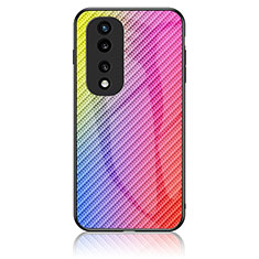 Carcasa Bumper Funda Silicona Espejo Gradiente Arco iris LS2 para Huawei Honor 70 Pro 5G Rosa