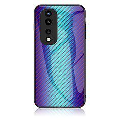 Carcasa Bumper Funda Silicona Espejo Gradiente Arco iris LS2 para Huawei Honor 70 Pro+ Plus 5G Azul