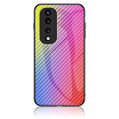 Carcasa Bumper Funda Silicona Espejo Gradiente Arco iris LS2 para Huawei Honor 70 Pro+ Plus 5G Rosa