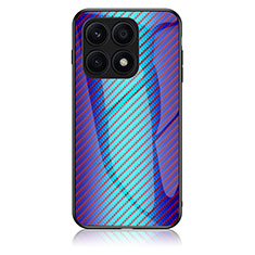 Carcasa Bumper Funda Silicona Espejo Gradiente Arco iris LS2 para Huawei Honor X6 5G Azul