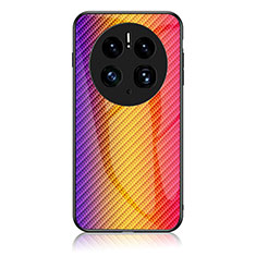 Carcasa Bumper Funda Silicona Espejo Gradiente Arco iris LS2 para Huawei Mate 50 Pro Naranja