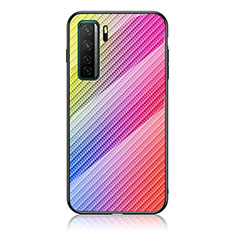 Carcasa Bumper Funda Silicona Espejo Gradiente Arco iris LS2 para Huawei Nova 7 SE 5G Rosa