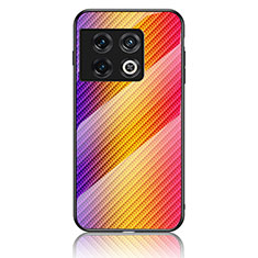 Carcasa Bumper Funda Silicona Espejo Gradiente Arco iris LS2 para OnePlus 10 Pro 5G Naranja