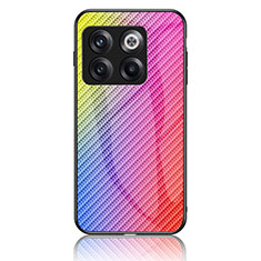 Carcasa Bumper Funda Silicona Espejo Gradiente Arco iris LS2 para OnePlus 10T 5G Rosa