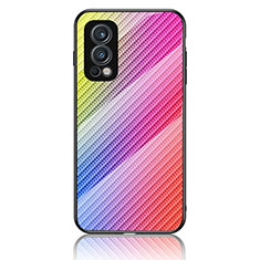 Carcasa Bumper Funda Silicona Espejo Gradiente Arco iris LS2 para OnePlus Nord 2 5G Rosa