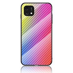 Carcasa Bumper Funda Silicona Espejo Gradiente Arco iris LS2 para Oppo A16K Rosa