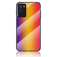 Carcasa Bumper Funda Silicona Espejo Gradiente Arco iris LS2 para Oppo A16s Naranja