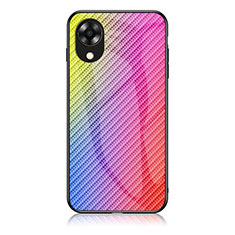 Carcasa Bumper Funda Silicona Espejo Gradiente Arco iris LS2 para Oppo A17K Rosa