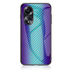 Carcasa Bumper Funda Silicona Espejo Gradiente Arco iris LS2 para Oppo A18 Azul