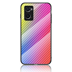 Carcasa Bumper Funda Silicona Espejo Gradiente Arco iris LS2 para Oppo A76 Rosa