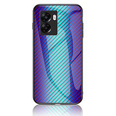 Carcasa Bumper Funda Silicona Espejo Gradiente Arco iris LS2 para Oppo A77 5G Azul