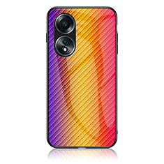 Carcasa Bumper Funda Silicona Espejo Gradiente Arco iris LS2 para Oppo A78 4G Naranja