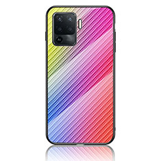 Carcasa Bumper Funda Silicona Espejo Gradiente Arco iris LS2 para Oppo F19 Pro Rosa