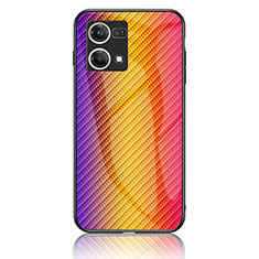 Carcasa Bumper Funda Silicona Espejo Gradiente Arco iris LS2 para Oppo F21 Pro 4G Naranja