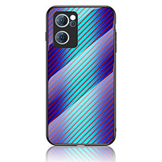 Carcasa Bumper Funda Silicona Espejo Gradiente Arco iris LS2 para Oppo Find X5 Lite 5G Azul