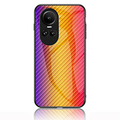 Carcasa Bumper Funda Silicona Espejo Gradiente Arco iris LS2 para Oppo Reno10 5G Naranja