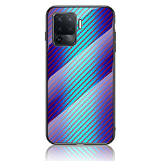 Carcasa Bumper Funda Silicona Espejo Gradiente Arco iris LS2 para Oppo Reno5 Lite Azul