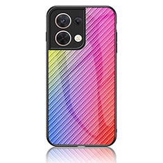 Carcasa Bumper Funda Silicona Espejo Gradiente Arco iris LS2 para Oppo Reno8 5G Rosa