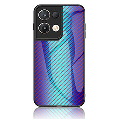 Carcasa Bumper Funda Silicona Espejo Gradiente Arco iris LS2 para Oppo Reno9 Pro+ Plus 5G Azul