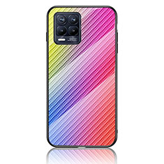 Carcasa Bumper Funda Silicona Espejo Gradiente Arco iris LS2 para Realme 8 4G Rosa